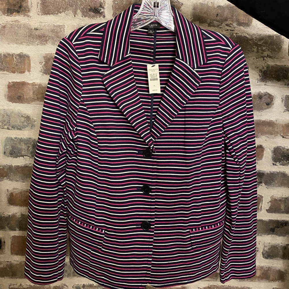 NWT Talbots Striped Blazer - Petite Large